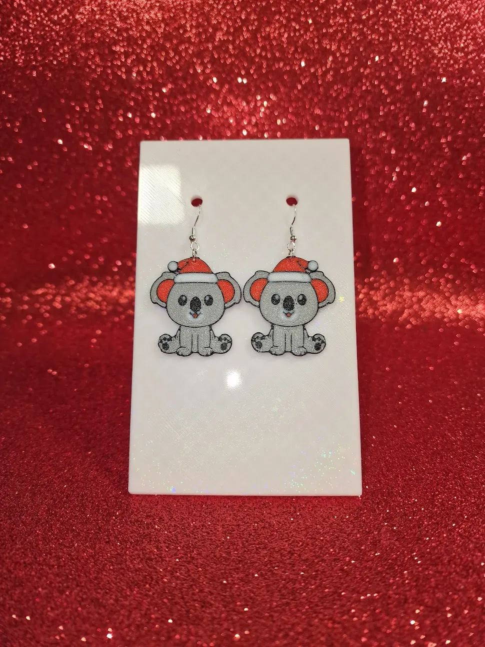 Christmas koala earrings view 2