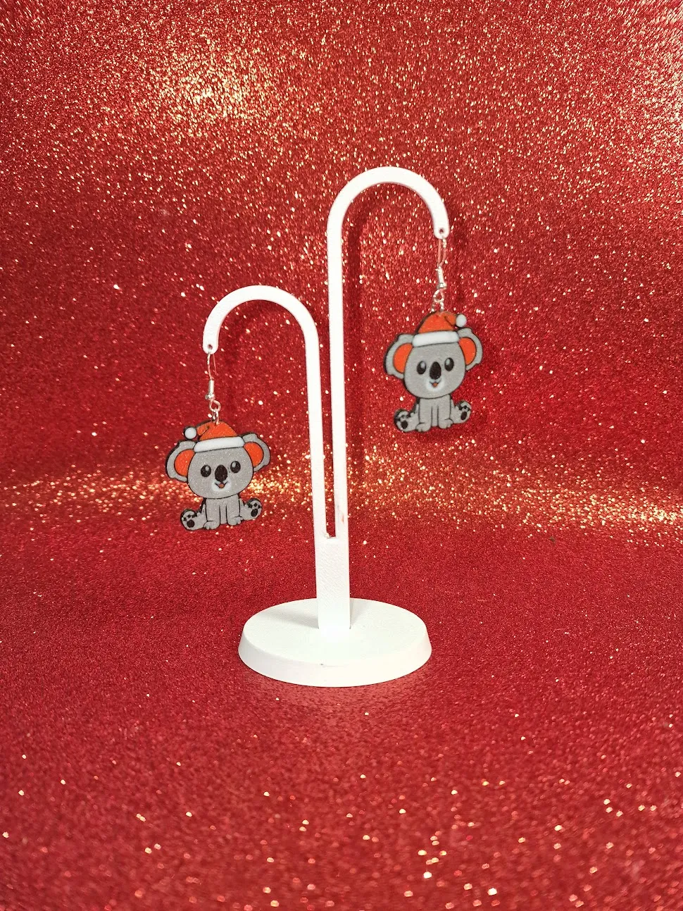 Christmas koala earrings view 3