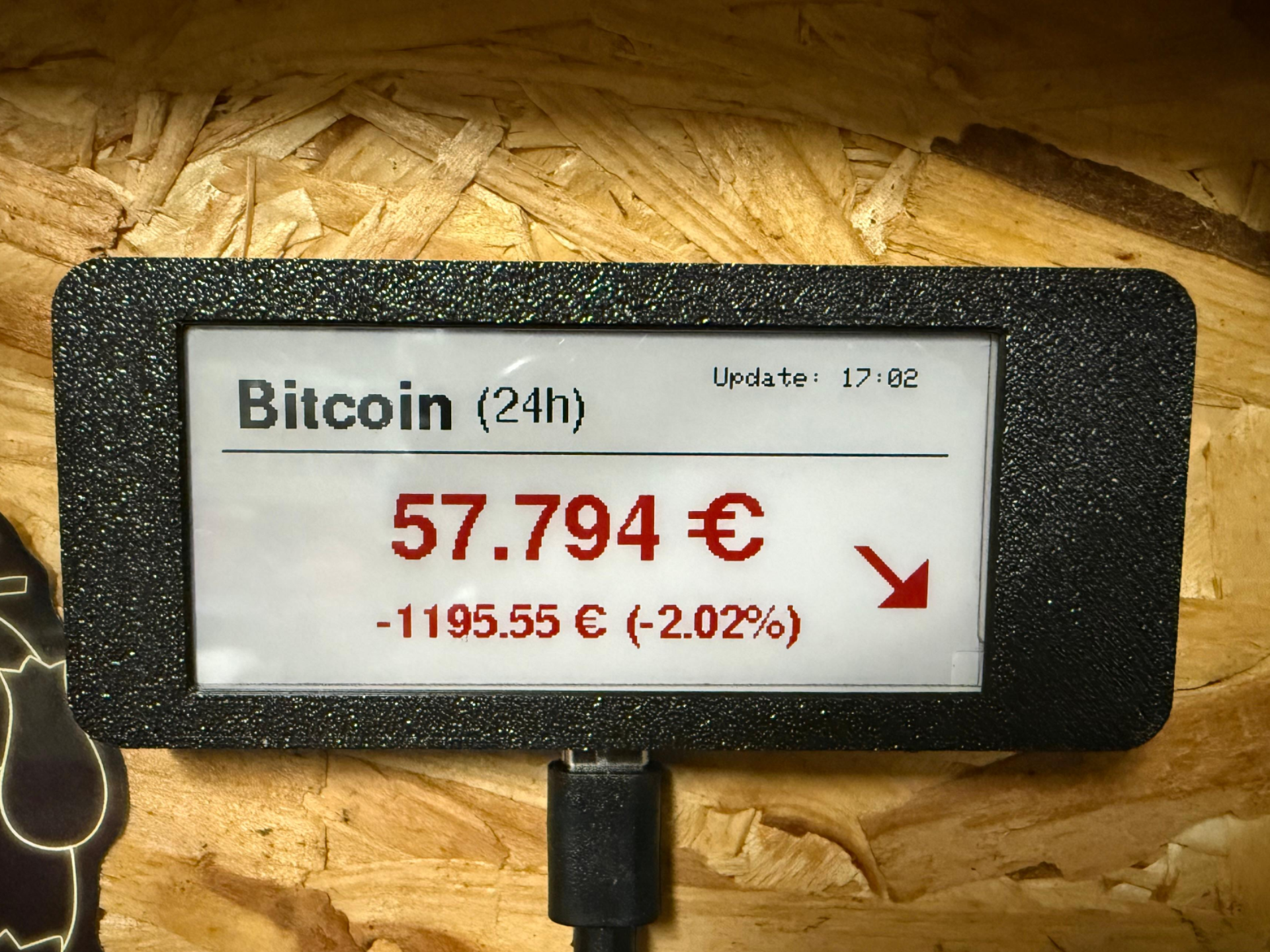 2.9 E-INK+ESP32 C3 Gold & Bitcoin Ticker
