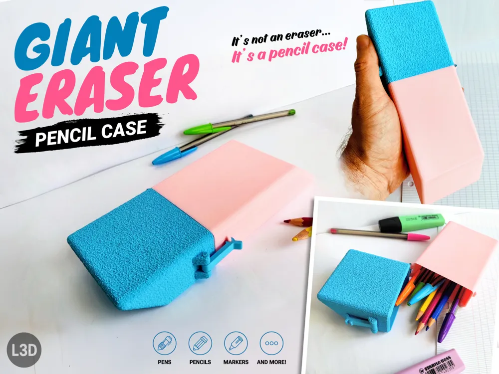 Caja o estuche: Giant Eraser Pencil Case. Referencia del modelo original.