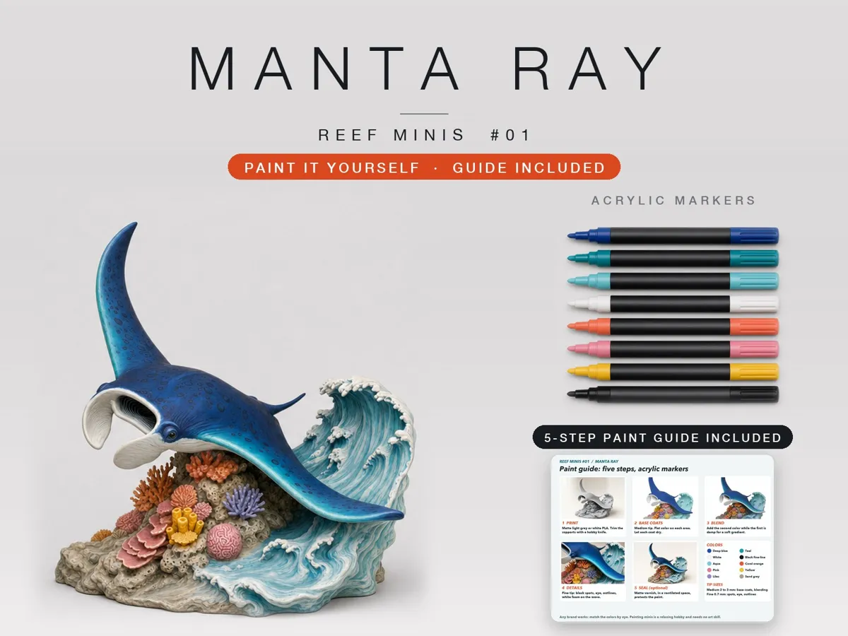 Manta Ray Sculpture, Paintable Reef Diorama - Free 3D Print Model ...