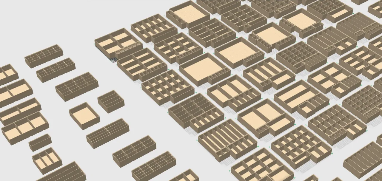 192 Piece Gridfinity Bin Set|42mm Base|49mm Height view 3