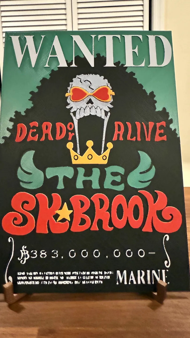 One Piece - The SK Brook Wanted Poster - Free 3D Print Model - MakerWorld