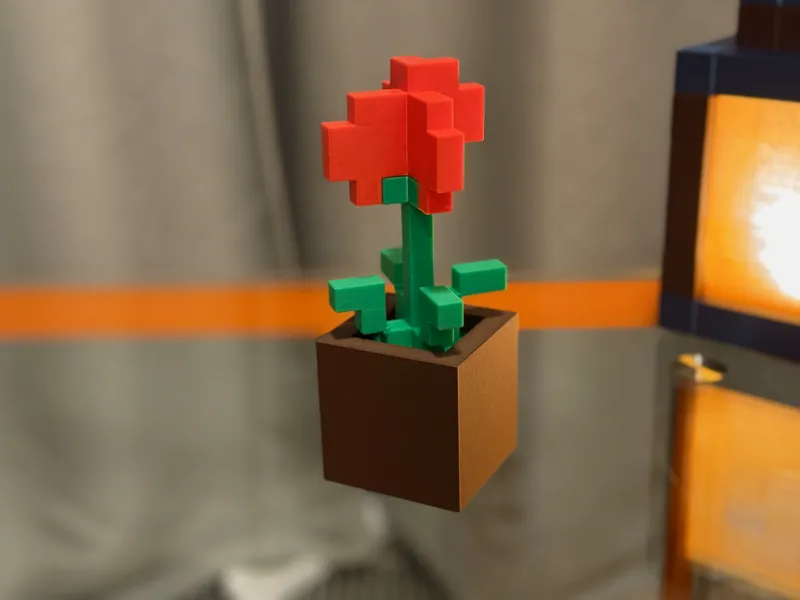 Minecraft Poppy in pot - no AMS & AMS