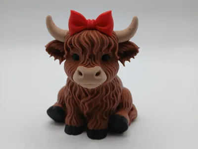 Highland Cow With Bow in Hair