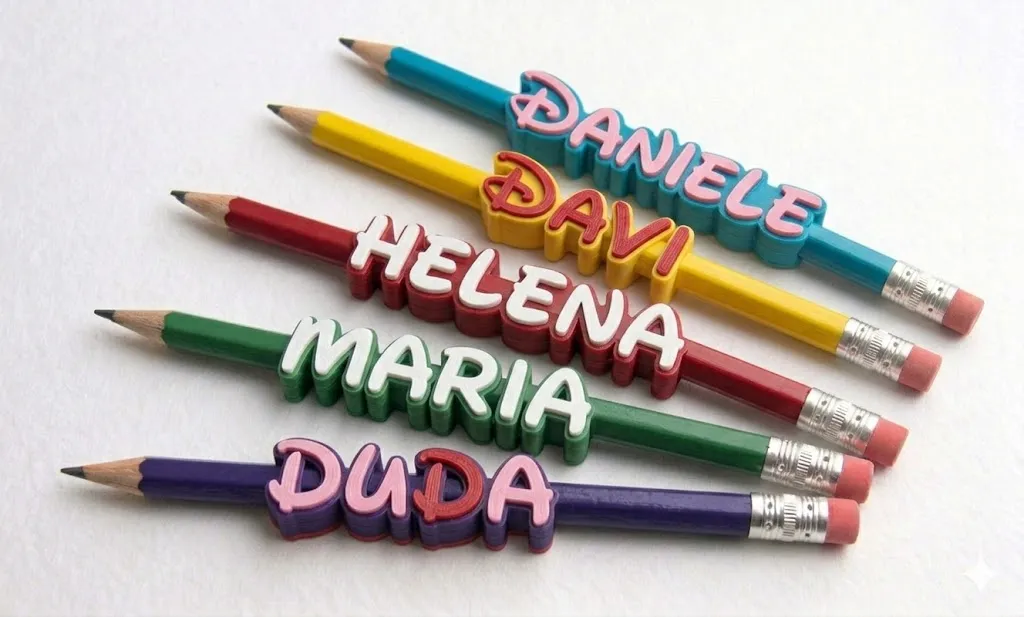 Marcador Nome Lápis 3D Personalizado Princesas view 3