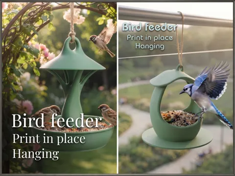 Soporte: Hanging Bird Feeder Pack 2 Print in Place — referencia de MakerWorld