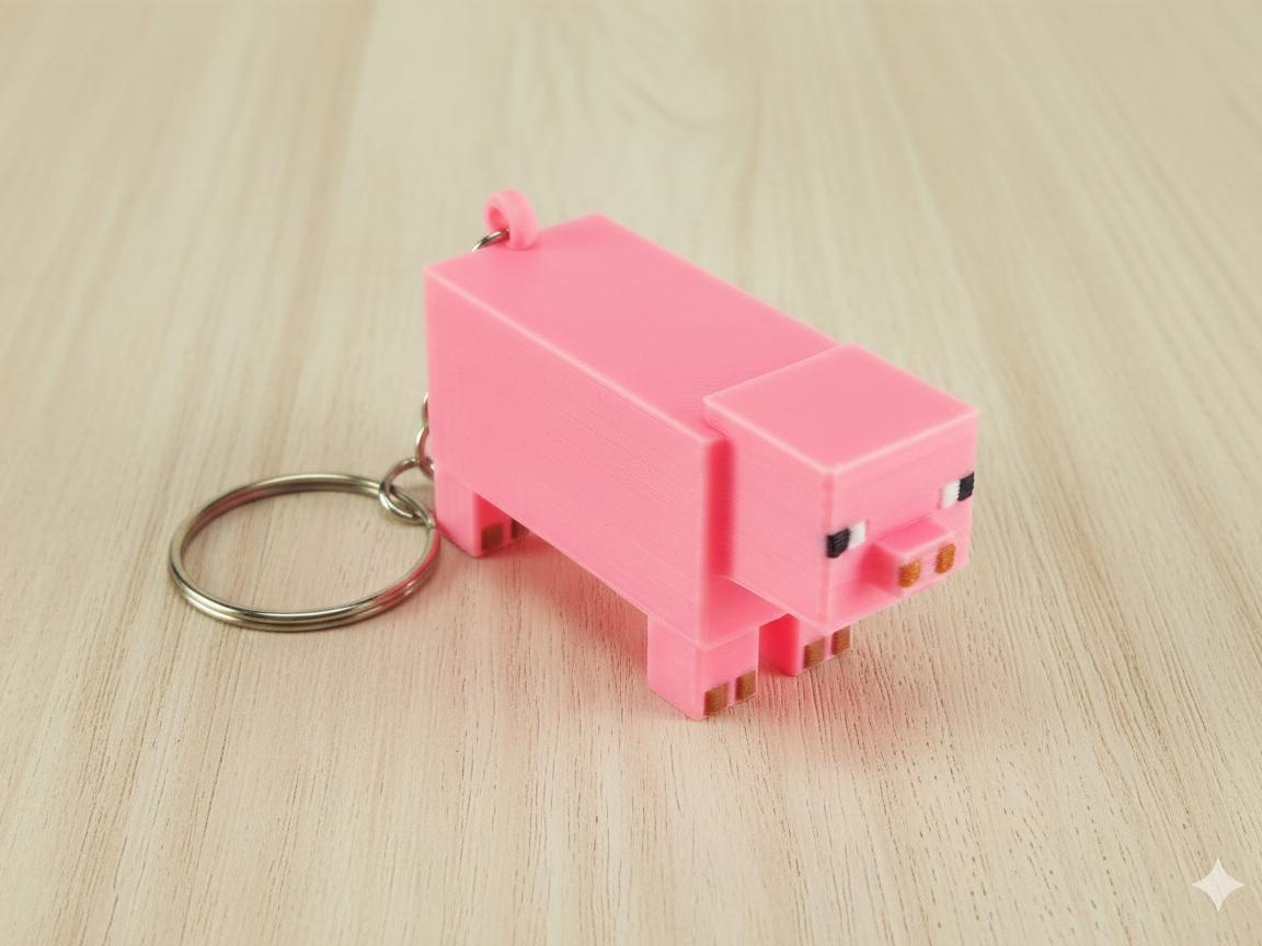 Minecraft Pig Keychain – Cute Mini Mob