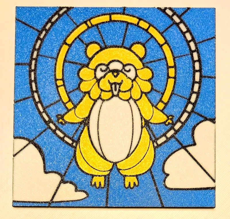 Holy Bidoof Stained Glass-Style Art
