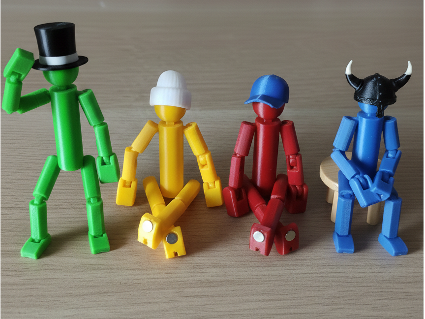Blank Articulated Stickman Figurine  (w Magnets)