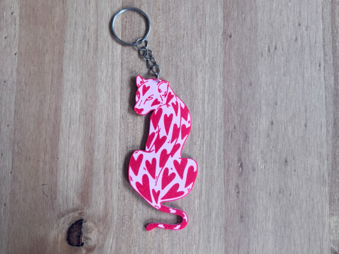 Leopard Heart Keychain
