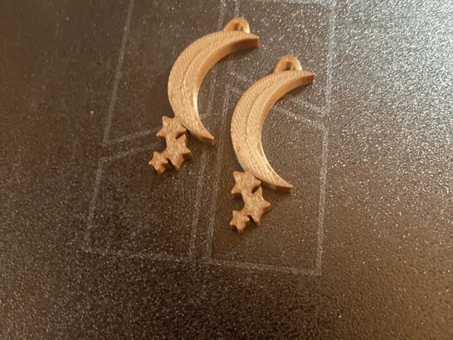 Crescent moon earrings with stars