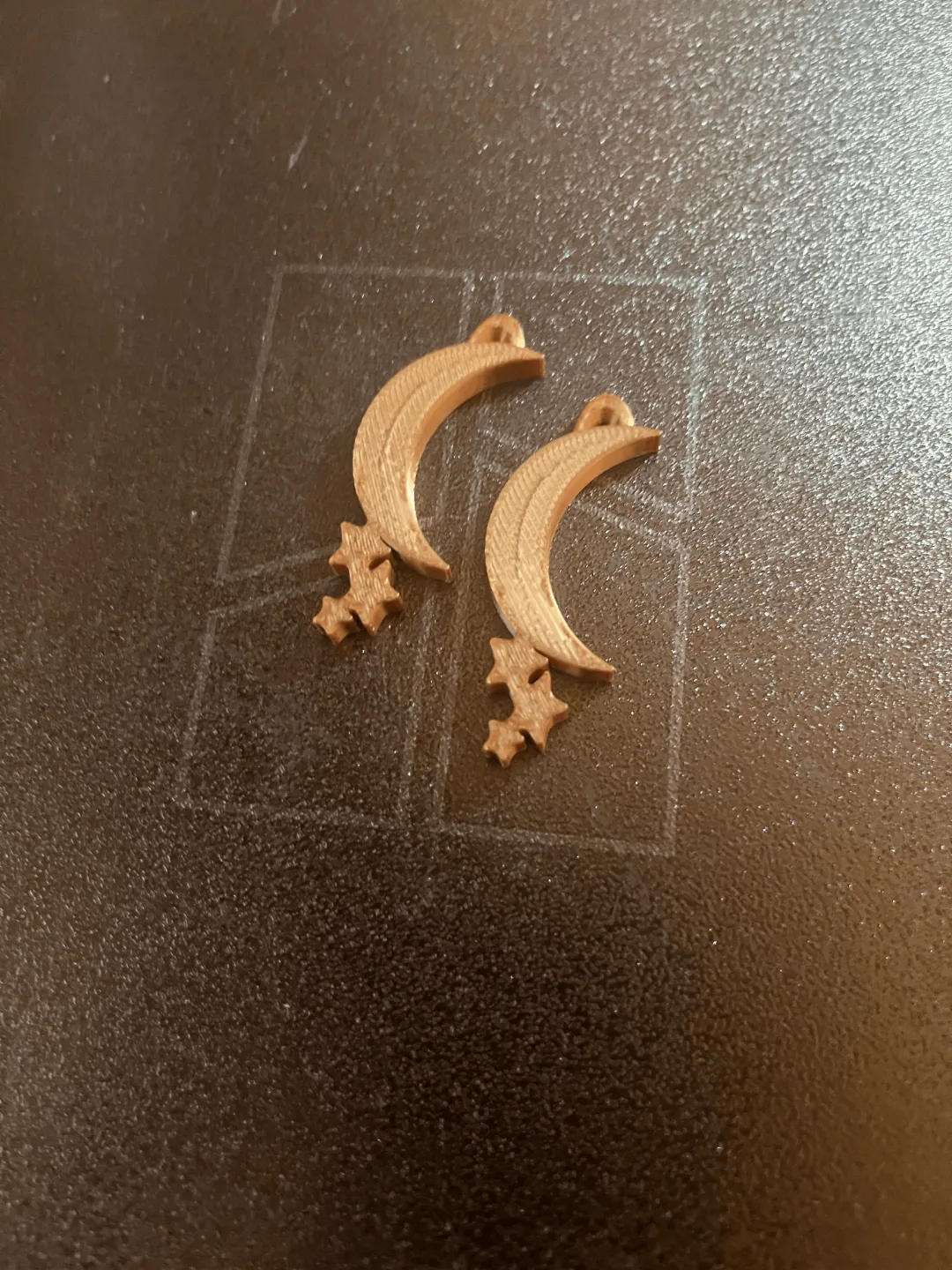 Crescent moon earrings with stars view 2