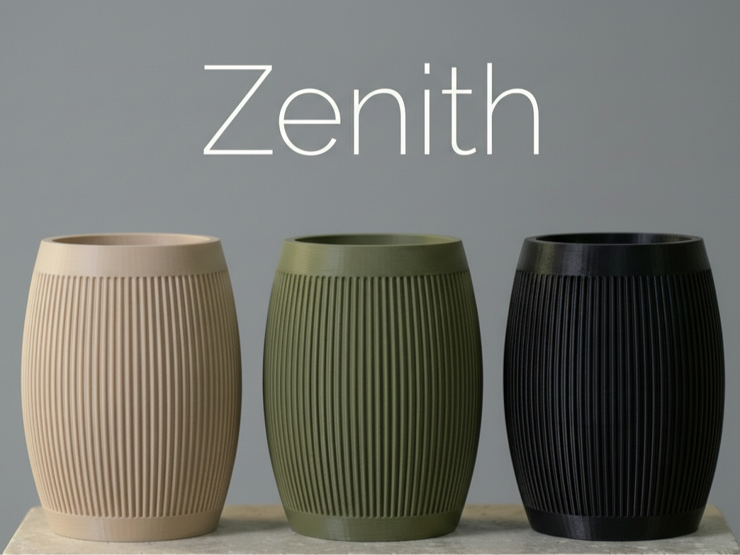 "Zenith" Pen Holder - Modern Ribbed Desk Organizer