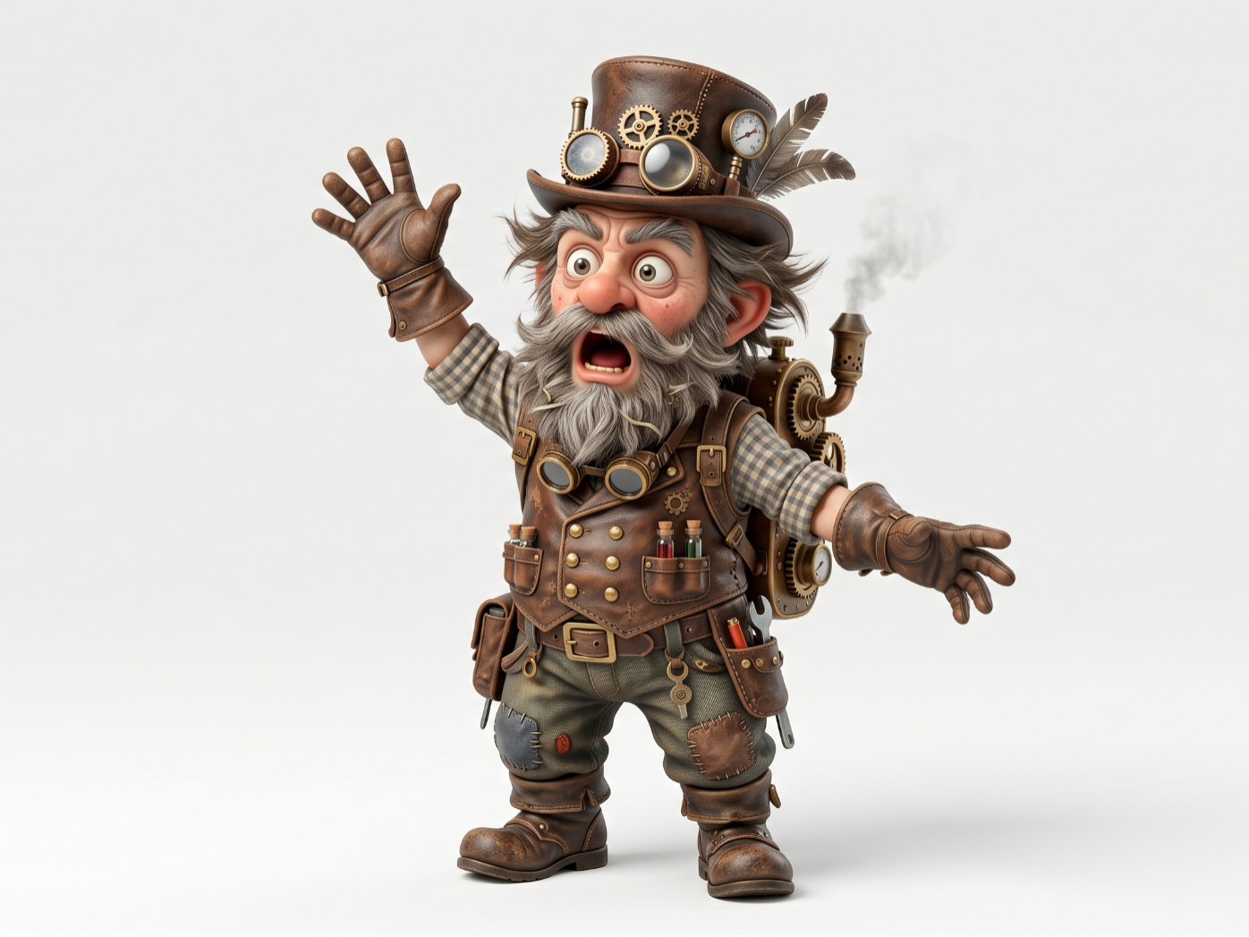Panicked Steampunk Leprechaun - Screaming Gnome