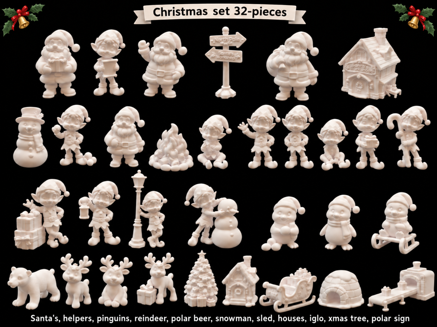 32 pieces Xmas village set - part 1 - 1