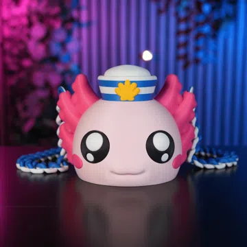 Letrero o emblema decorativo: Axolotl Bag with Sailor Hat — vista de referencia 3