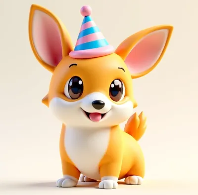 corgi with party hat