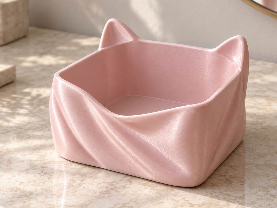 猫耳丝褶收纳盒 3D model