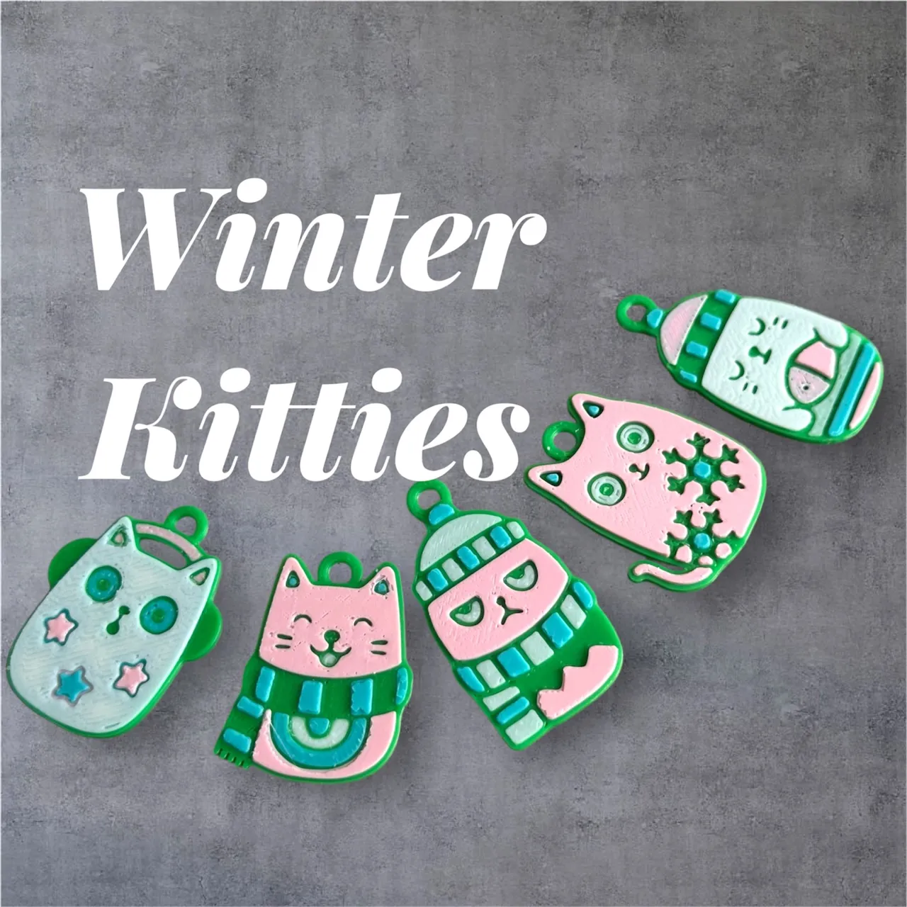 Winter Kitties Earring Charms view 2