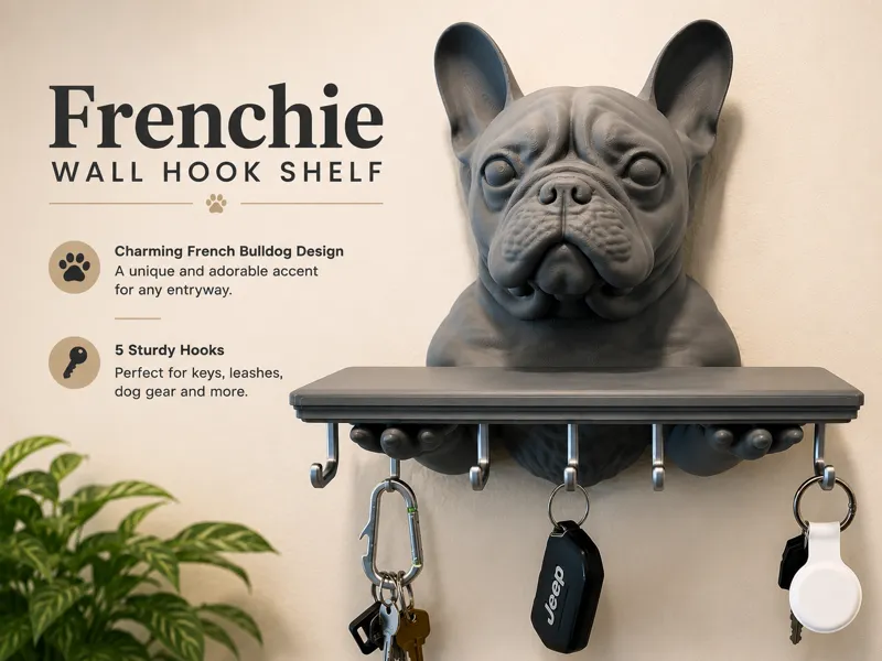 Frenchie Wall Hook Shelf
