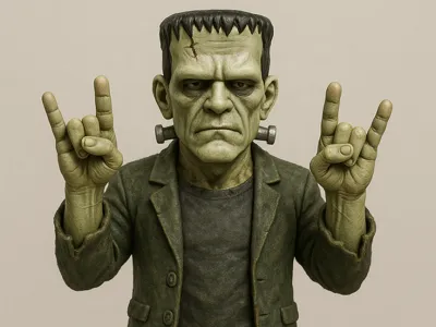 Frankenstein Rocking Out (Metal Horns)