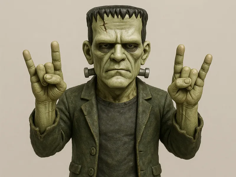 Frankenstein Rocking Out (Metal Horns)