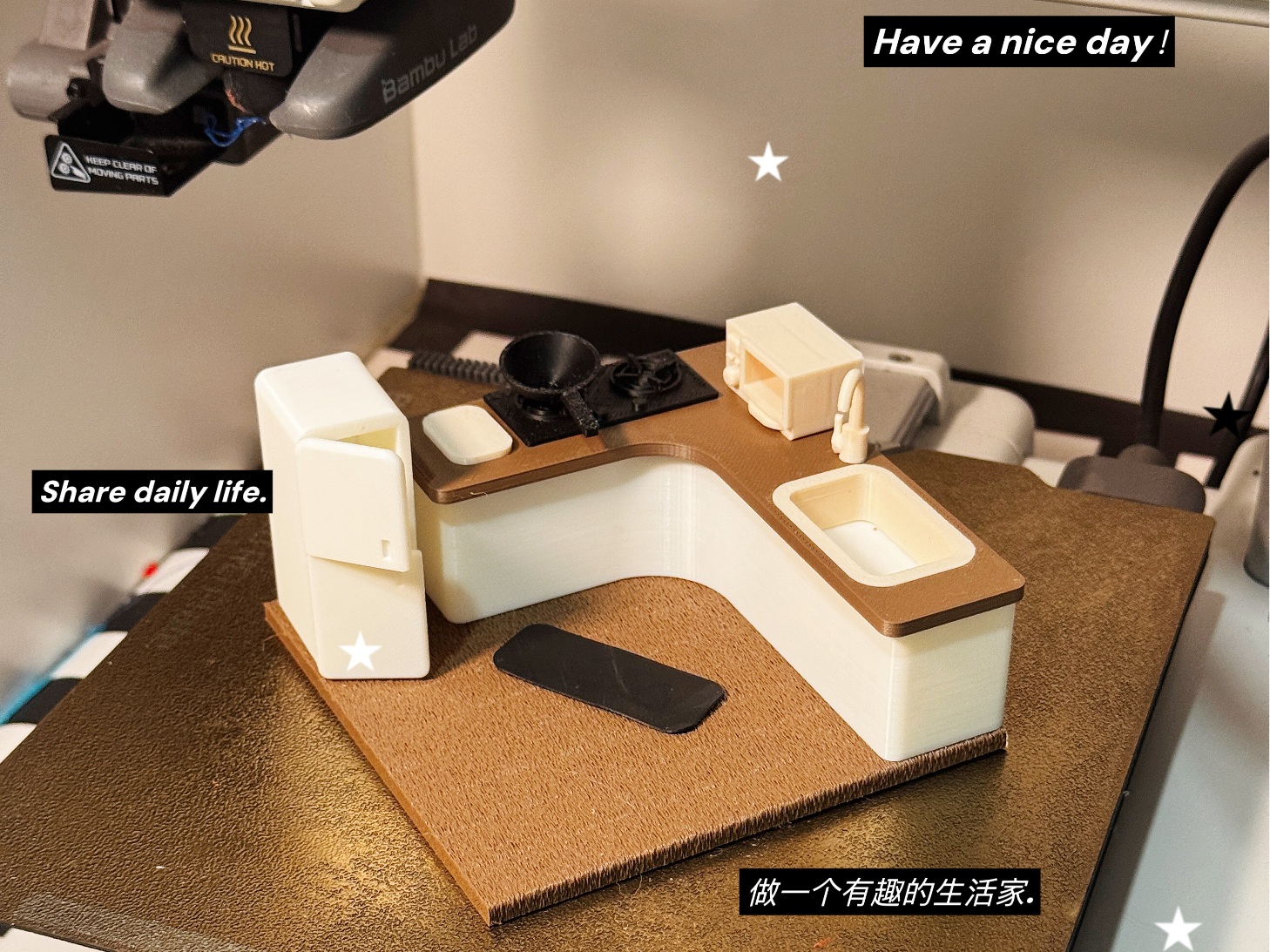 Miniatura 1 do modelo 3D 无支撑设计 迷你屋 微缩模型 迷你mini 厨房 精致模型