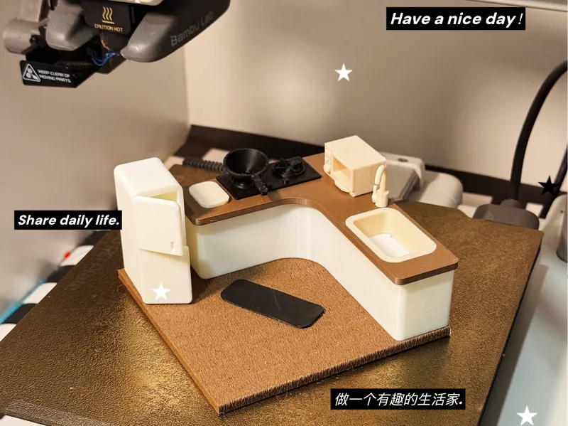 无支撑设计 迷你屋 微缩模型 迷你mini 厨房 精致模型