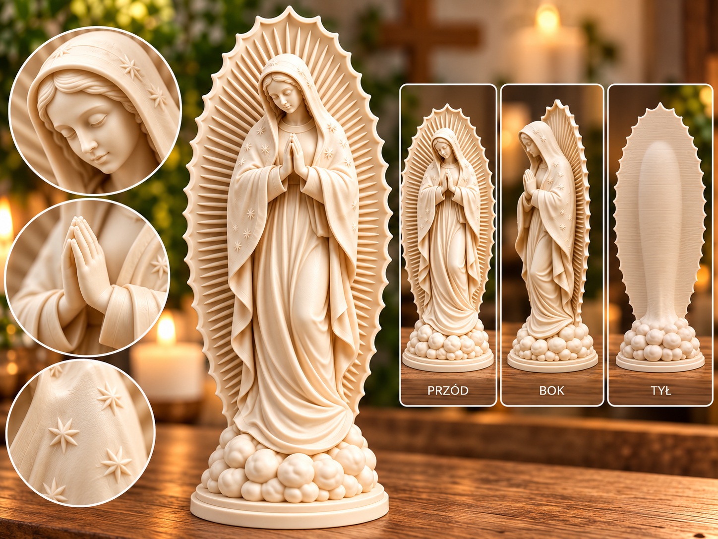 Matka Boska Modląca – Figura na Chmurach 3D model