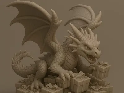 Festive Dragon Guardian - Christmas Gift Pile