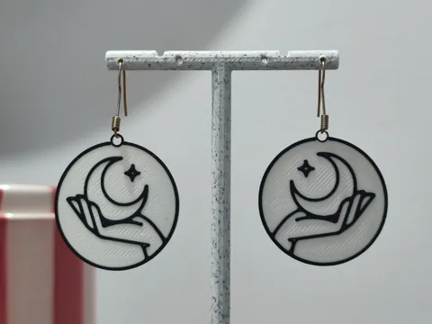 Pendientes: Aretes Luna Sostenida — referencia de MakerWorld