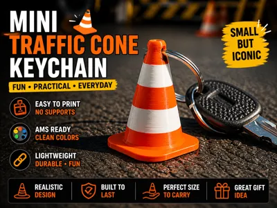 Mini Traffic Cone Keychain | No Supports