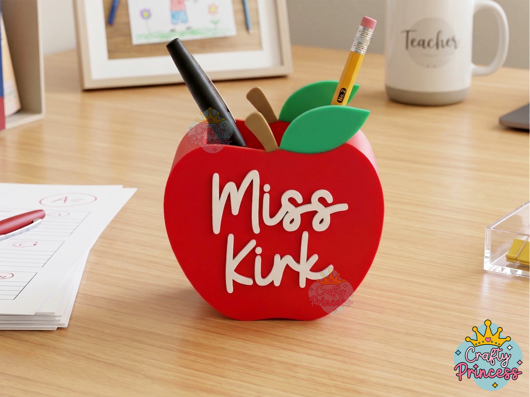 Apple Shaped Pencil Pen Holder