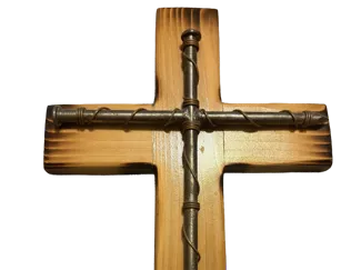Rustic Wire-Wrapped Wood Cross Wall Art