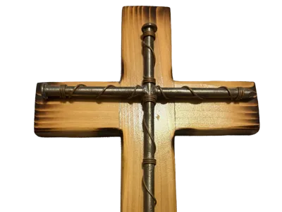 Rustic Wire-Wrapped Wood Cross Wall Art