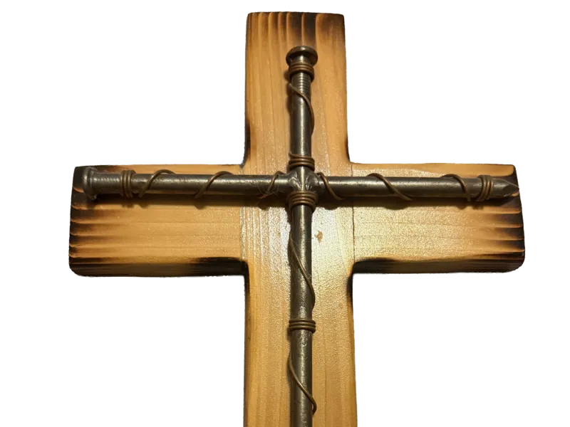 Rustic Wire-Wrapped Wood Cross Wall Art