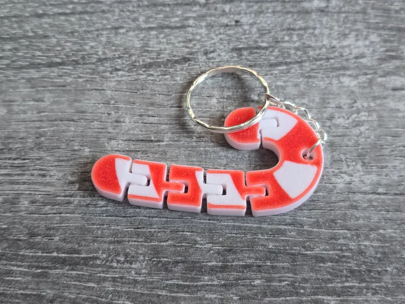 Articulated Candy Cane Keychain AMS Quick Print