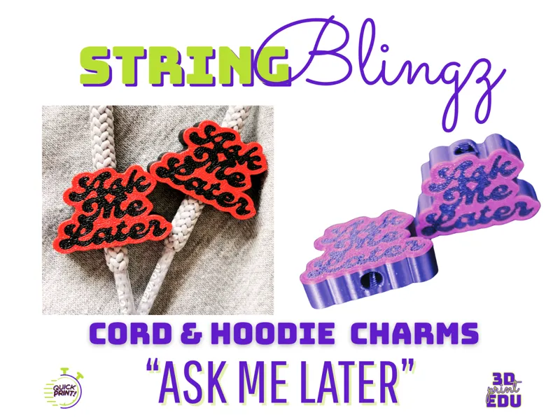 Ask Me Later StringBlingz Hoodie Cord Charms