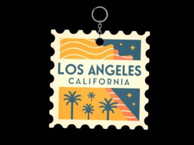 Los Angeles City Stamp Keychain – USA Souvenir