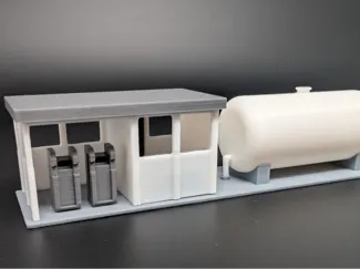 H0 Dieseltankstelle mehrfarbig HO Modelleisenbahn