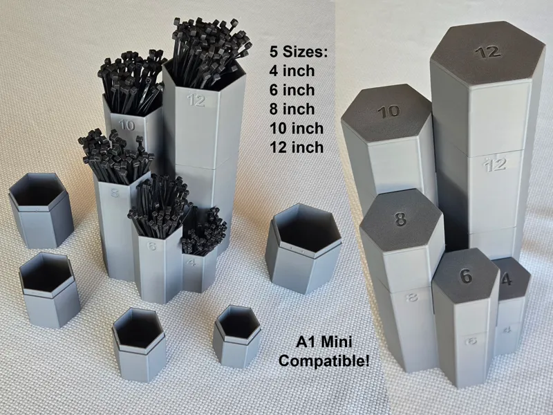 Zip Tie Container w/Lids - Holds 250+ in 5 sizes