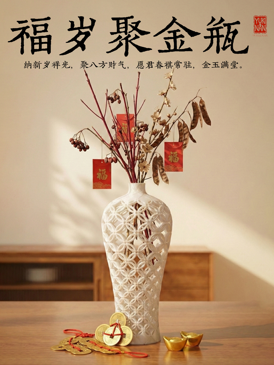福岁聚金瓶—纳新岁祥光，聚八方财气- 3D Printer File