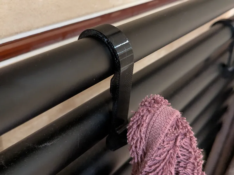 Radiator hook for bathroom towel