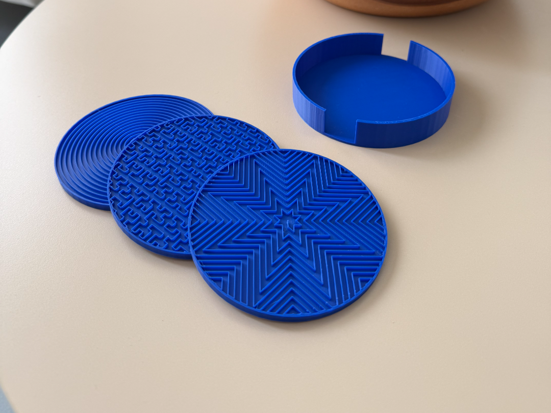 Patterned Coaster with Holder