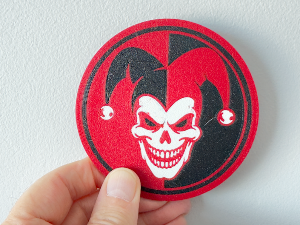 Jester Skull Red Black White Coaster