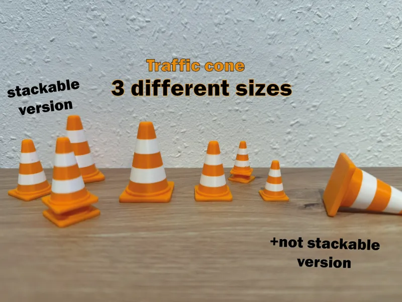 Traffic cones; different sizes; stackable