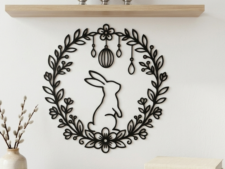 Easter Bunny Wreath – Floral Rabbit Wall Decor