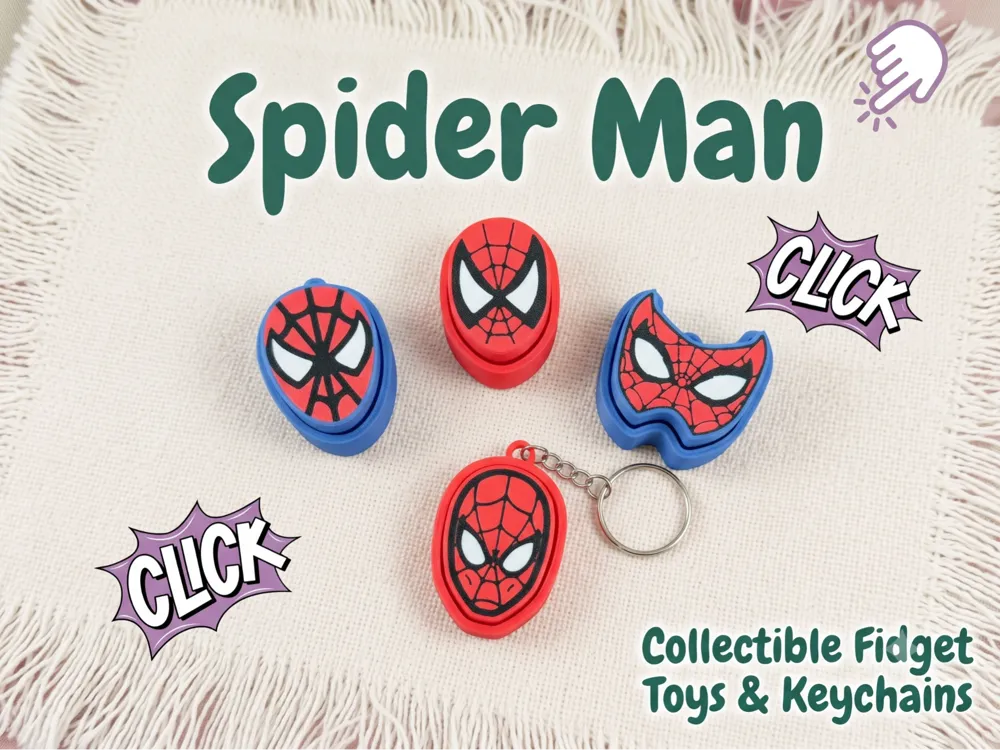 Objeto manipulable: Spider-Man Fidget Clicker Set. Referencia del modelo original.