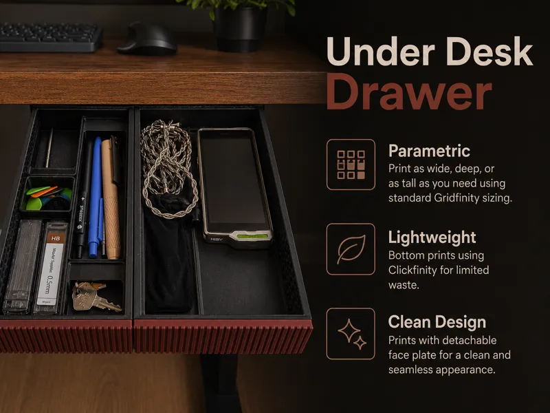 Desk Drawer - Clickfinity, Lightweight, Parametric